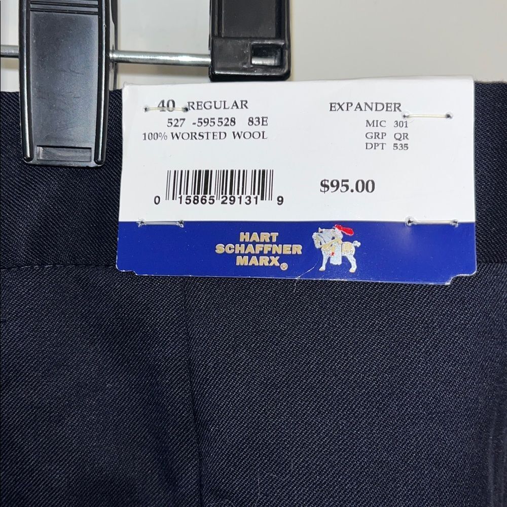 Hart Schaffner Marx Mens Blue Wool Dress Work Pants Trousers 40 Waist Unhemmed - Picture 2 of 6